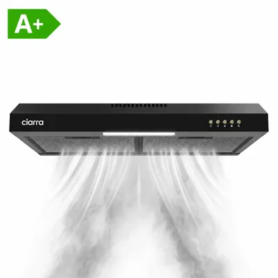 Immagine prodotto di CIARRA Cappa aspirante 60 cm sottopensile nera, 220 m³/h, filtrante & aspirante, 3 velocità, LED, 62 dB, Immagine generata dall'IA