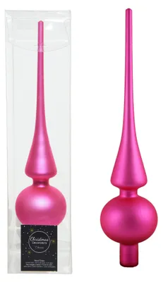 Produktbild von Christbaumspitze Echt Glas 26 x 6 cm Matt Glanz Weihnachtsbaum Spitze Baumspitze Christbaumschmuck Deko, Farbe:Flashing Pink Matt