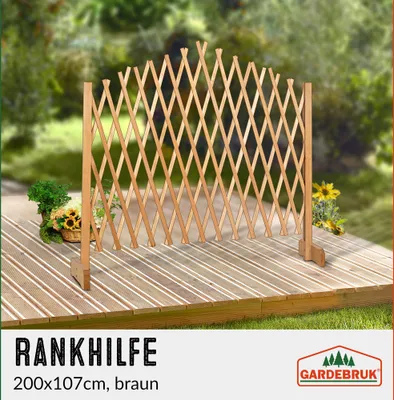 Produktbild von GARDEBRUK® Rankgitter Gartenzaun bis 200cm ausziehbar faltbar Garten Balkon Spalier Rankhilfe Holzzaun Pflanzengitter, Farbe:braun