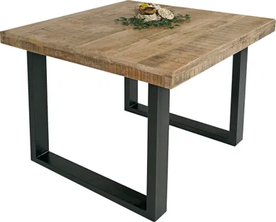 Produktbild von Esstisch Mango Massiv naturfarben 80 x 80 cm U-Gestell schwarz RIO