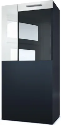 Produktbild von Vladon Stand-/Hänge Vitrine Movie, Schwarz matt/Weiß Hochglanz - Moderne Glasvitrine - (BxHxT): 50,5 x 111 x 32,5 cm