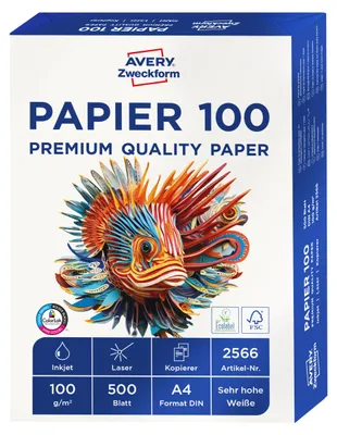 Produktbild von Avery Zweckform 2566, Drucker- und Kopierpapier, A4, unbeschichtet, 100 g/m², 500 Blatt
