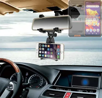 Produktbild von K-S-Trade Smartphone Halterung kompatibel mit Phonemax R4GT Rückspiegel Halterung schwarz Auto Halterung KFZ Halter