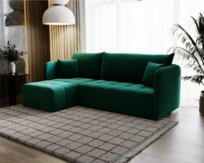 Produktbild von FURMEB PEROO Ecksofa L-Form Schlafsofa Schlaffunktion 210x140x91 cm Schuhgrn