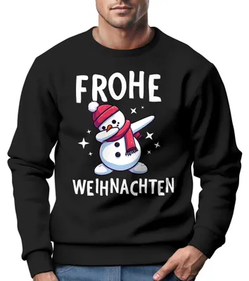 Produktbild von Sweatshirt Herren Frohe Weihnachten Weihnachtspullover Lustig Dabbing Weihnachtsmotiv Ugly XMAS Sweater Moonworks® Schneeman Dab schwarz M