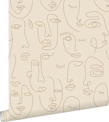 Zdjęcie produktu dla ESTAhome Tapeta twarze grafiki liniowej jasnego beżu 50 x 900 cm