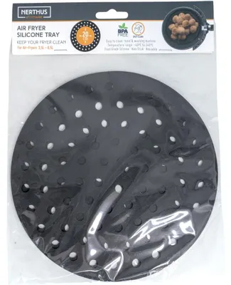 Silikon-Airfryer-Backform, rund, perforiert, 20 cm, schwarz
