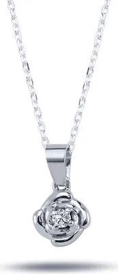 Produktbild von 0,05 Carat Diamant Anhänger Halskette 14 Karat Weißgold