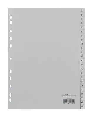 Produktbild von Register A4 A-Z PP grau Packung mit 10 Stück