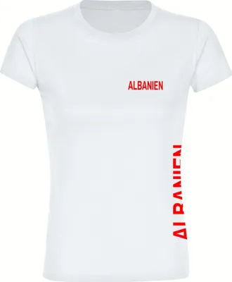 Produktbild von multifanshop Damen T-Shirt - Albanien - Brust & Seite, weiß, Größe S