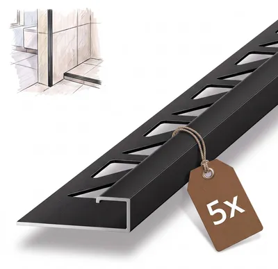Produktbild von Dalsys 5x Fliesenschiene Eckprofil 2,5m x 10mm Schwarz Alu