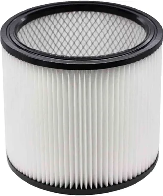 A close-up studio shot of a cylindrical vacuum cleaner filter.