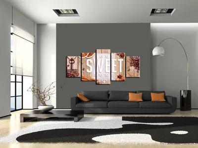Produktbild von Akustikbild Home Sweet 200x100 cm Bilder Akustikschaum Hochleistungsschallabsorber Schallschutz Leinwand 5 tlg Wandbild Raumakustik Schalldämmung 020115-84