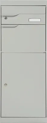 Produktbild von MEFA Paketbriefkasten Stahl pulverbeschichtet BxHxT 402/1094/310 mm Etna 771 Weißaluminium RAL 9006 Entnahme vorne 2-fach mit Namensschild