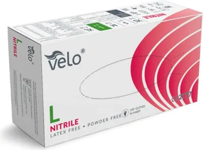 Obrázok produktu pre VELO NITRILE BLUE L Chirurgické nitrilové rukavice bez púdru, modré, 100 ks
