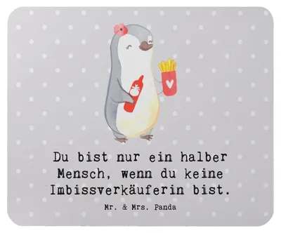 Produktbild von Mr. & Mrs. Panda Mauspad Imbissverkäuferin Herz - Grau Pastell - Geschenk, Pommesverkäuferin, Spruch, laptop, Mouse Pad, Imibissverkäuferin, pc, Lustig, Mousepad, Witzig