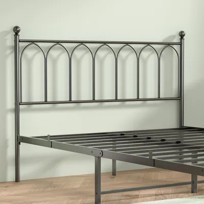 Produktbild von MODFU Metallbett Bettrahmen 140 × 200 Doppelbett mit Kopfteil,Jugendbett mit Anti-Rutsch-Design,ohne Matratze,Schwarz