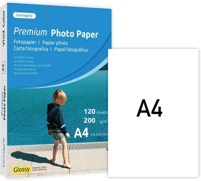 Produktbild von Inkjet Fotopapier A4, Hochglanz, 200 g/m², 120 Blatt, Für Inkjetdrucker