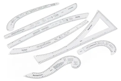 7-teiliges Kurvenlineal-Set aus Acryl, transparent, für Nähen und Design