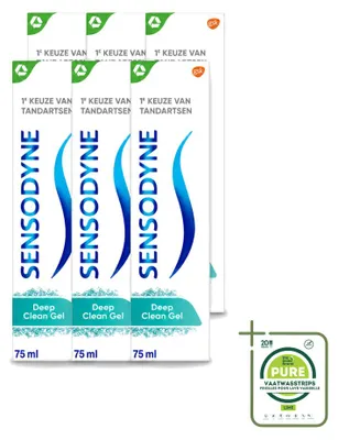 Image de 6 tubes de gel dentaire Sensodyne Deep Clean - 75 ml - Lot de 6