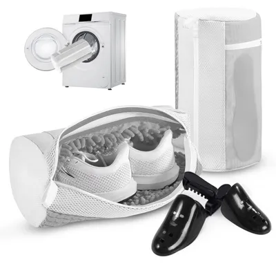 Produktbild von Schuhwaschbeutel 2er Set Grau mit Schuhhaltern und Reißverschluss