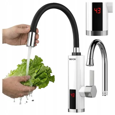 Produktbild von Vayox Küchenarmatur Durchlauferhitzer VA0204, Anzeige, flexibler Auslauf, 3000W, Weiß