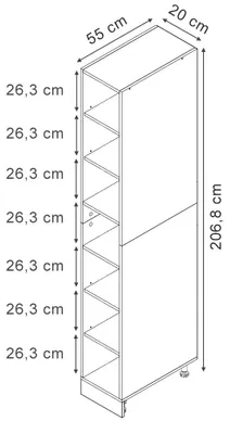 Zdjęcie produktu dla Półka kuchenna Vicco R-Line Biały/Biały 20 cm z 7 półkami, Model 60564