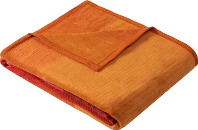 Produktbild von Ibena Kuscheldecke Granada 150x200 cm - Baumwollmischdecke orange/rot mehrfarbig, Wolldecke, Sofadecke kuschelweich