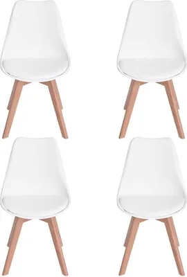 Image de H.J WeDoo Ensemble de 4 chaises de salle à manger de couleur blanche, convenant à la cuisine, à la salle à manger, au salon, au bureau, etc