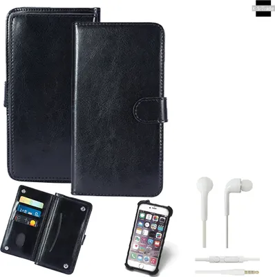Produktbild von K-S-Trade 360° Hülle kompatibel mit Huawei P Smart+ 2019 inkl. Headphones schwarz Kunstleder Case BookCase WalletCase Kunstlederederhülle