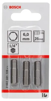 Produktbild von Schrauberbit Extra-Hart HEX 6, 25 mm, 3er-Pack