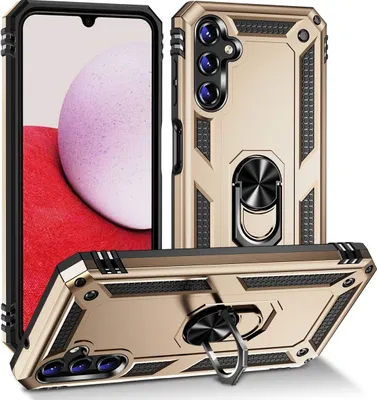 Produktbild von Mobigear Armor Ring  Samsung Galaxy A14 Hülle Hardcase Backcover Stoßfest mit Ringhalter - Gold