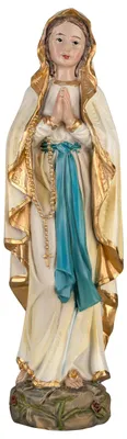 Madonna Lourdes Heiligenfigur, Holzoptik, 20 cm