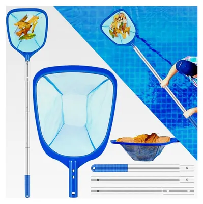 Produktbild von Poolkescher mit Teleskopstange - Feinmaschiges Reinigungsset für Pools, Teiche und Whirlpools (L)
