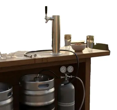 Productafbeelding van Kegerator-bierstankset, roestvrij staal, dubbele manometer, zilverkleurig