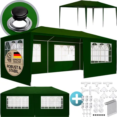 Produktbild von CASARIA® Pavillon 3x6m UV-Schutz 18m² Dachösen Wasserabweisend 6 Seitenteile Stabil Festival Festzelt Partyzelt Fenster Gartenzelt Fest Grün
