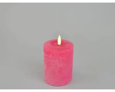 Productafbeelding van Branded LED-kaars, stompmodel, Ø 7,6 x 10 cm - Roze