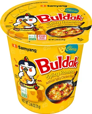 Zdjęcie produktu dla Samyang 8801073211254, Błyskawiczny makaron ramen, 70 g, Kurczak, Mleko, Ziarenka sezamu, Soja, Pszenica, 290 kcal, 10 g