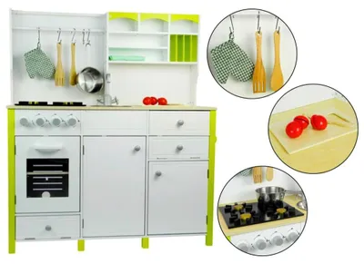 Obrázok produktu pre Detská kuchynka z dreva zelenej a bielej Paula