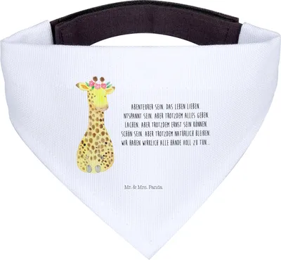 Produktbild von Mr. & Mrs. Panda Dreieckstuch Giraffe Blumenkranz - Weiß - Geschenk, Afrika, Hundehalstuch, Halstuch Hund, Selbstliebe, Bandana, Freundin, Hunde, Für, Abenteurer