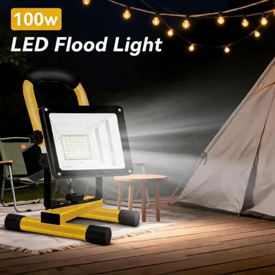 Produktbild von Tragbarer LED-Akku-Flutlichtstrahler mit 100 W, Warnlichtfunktion und USB-Aufladung