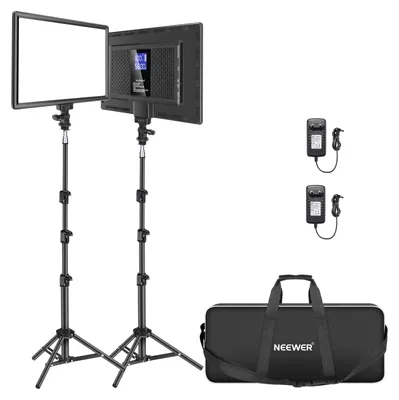 Produktbild von NEEWER NL-192AI 13" LED Videolicht Panel Set mit Stativ, 2er Pack