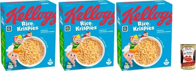 Produktbild von Kellogg's Rice Krispies (3 x 360 g) – geröstete Cerealien mit herzhaftem Crunch – knusprig gepuffter Reis für maximalen Frühstücks-Spaß + Italian Gourmet polpa 400g