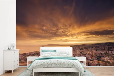 Produktbild von Fotobehang Oranje zonsondergang Málaga - 600 cm x 400 cm Breitwanderfotobanner Orange Sonnenuntergang Málaga - 600 cm x 400 cm