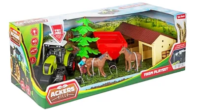 Produktbild von BAUERNHOF Spielset 7-teilig Traktor mit Licht und Ton PFERDESTALL Reiterhof Ranch Farm Tieren Pferd Kuh Spielzeug 48 (Reiterhof)