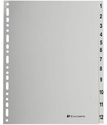 Produktbild von Exacompta Trennblätter für 12 Register, weiß, DIN A4
