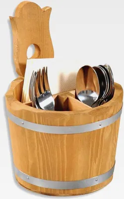 Produktbild von Aufbewahrungsbox/Besteckbehälter Ø 14 cm, H: 20 cm, Kiefernholz