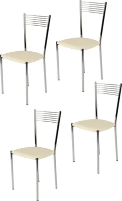 Immagine prodotto di t m c s Tommychairs - Set di 4 sedie moderne ELEGANCE per cucina e sala da pranzo, struttura robusta in acciaio cromato, sedile imbottito rivestito in Pelle finta color avorio