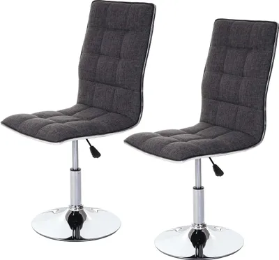 Image de lot de 2 chaises de salle à manger HWC-C41, chaise de cuisine, réglable en hauteur pivotante, tissu/textile ~ gris