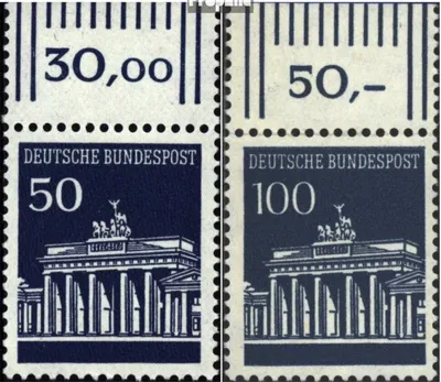 Produktbild von Briefmarken BRD (BR.Deutschland) 1966 Mi 506OR-510OR Oberrandstücke (kompl.Ausg.) postfrisch Brandenburger Tor